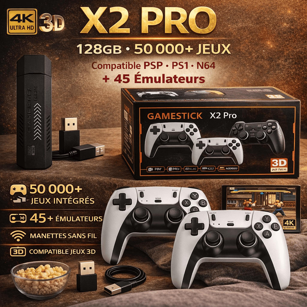 StickZone™ X2 Pro – Console Rétro 50 000 Jeux 4K Ultra HD